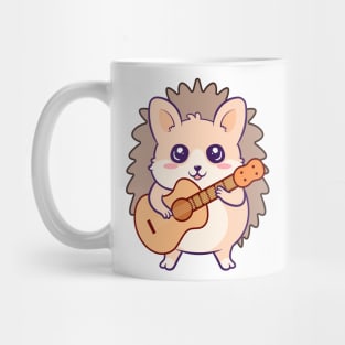 Adorable Hedgehog Playing Acoustic Guitar Cartoon Mug